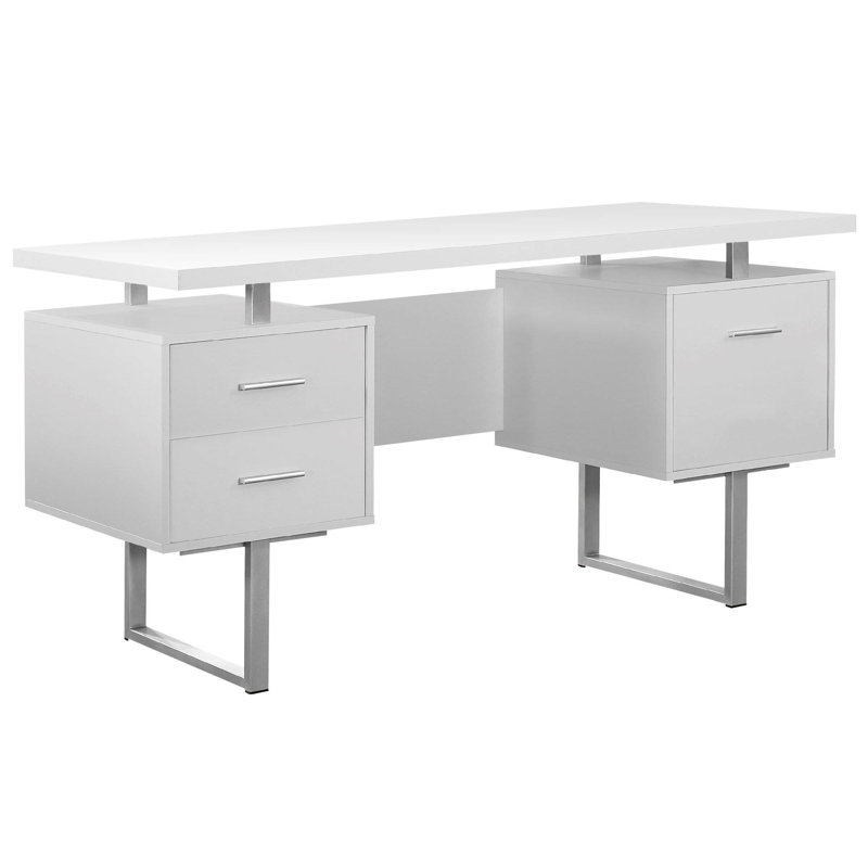 Computer Desk, White/Silver