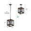 Luminaire suspendu campagnard à 1 lumière de style campagnard, lanterne carrée réglable en bois et métal pour îlot de cuisine et salle à manger