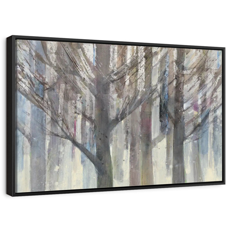 Lumière forêt, 31 po x 21 po, Cadre flottant noir