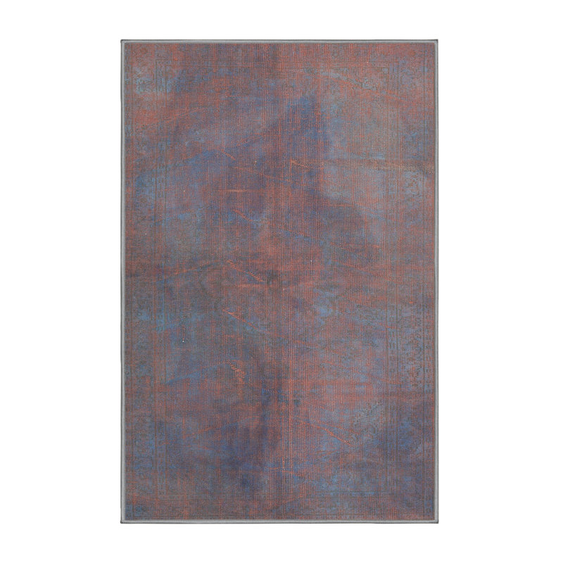 Tapis rouge/bleu traditionnel, Rectangle 2 pi x 4 pi