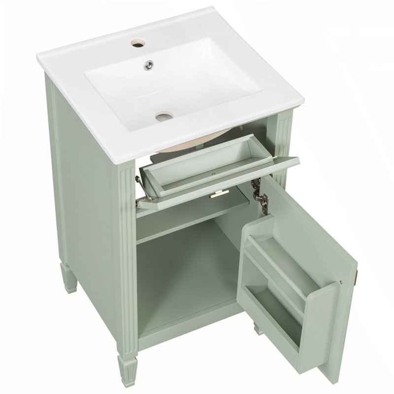 Meuble-lavabo de 20 po avec lavabo, Vert