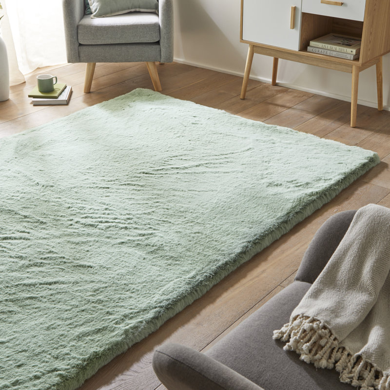 HEAVENLY Solid Colour Machine Made Area Rug, Sage, Rectangle 160 x 230 cm