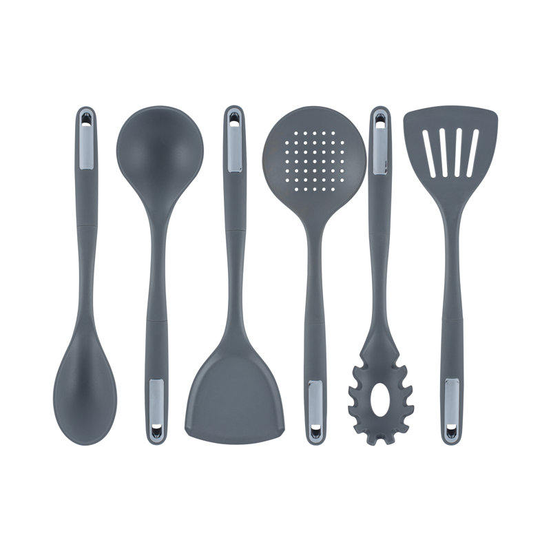 Ensemble d'ustensiles de cuisine en silicone de 1 pièce comprenant 1 ensemble d'ustensiles de cuisine à poignée antidérapante, accessoires de cuisine résistants à la chaleur et lavables au lave-vaisselle, ustensiles de cuisine gris durables