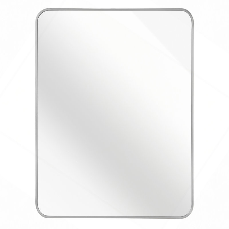 Metal Framed Rectangular Bathrrom Mirror For Wall, 40" x 30", Silver