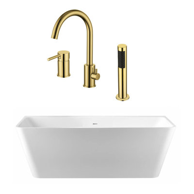 Axton 59'' x 29.5'' Soaking Acrylic Bathtub with Faucet