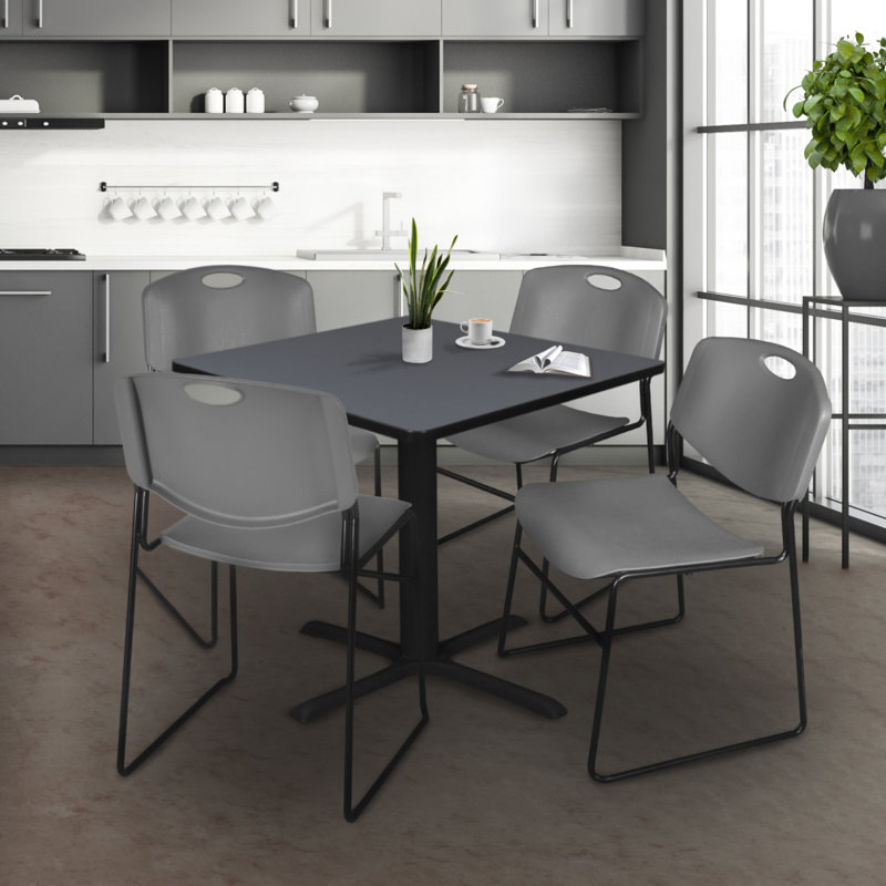 Table de salle à manger Neyland Cain, Gris, 29" H x 30" L x 30" W, Black
