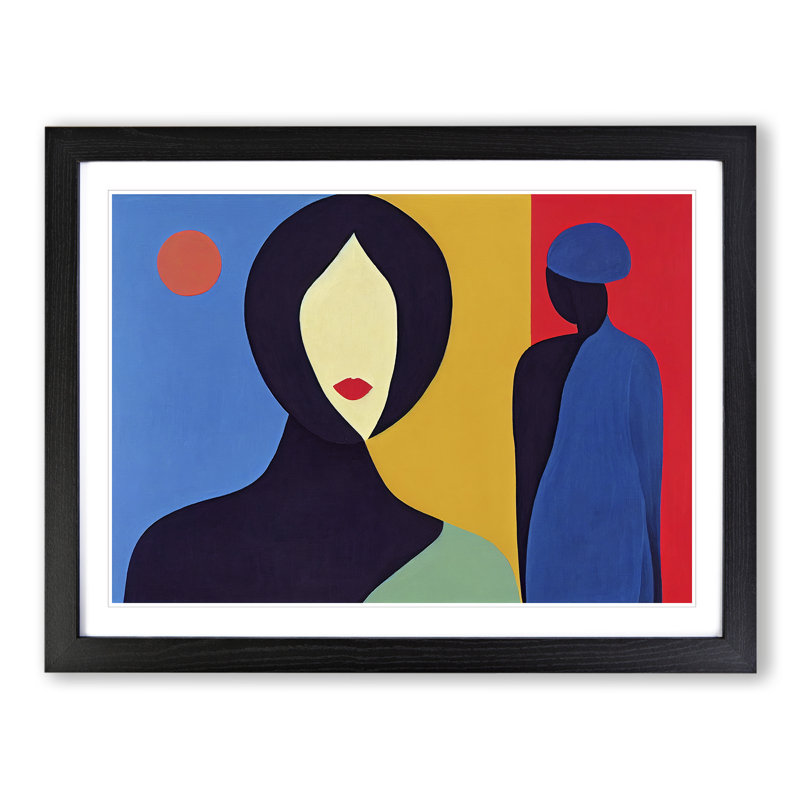 Two Women Abstract Vol.4 1 Piece Single Picture Frame Wall Art, 25cm H x 34cm W x 2cm D, Black Framed