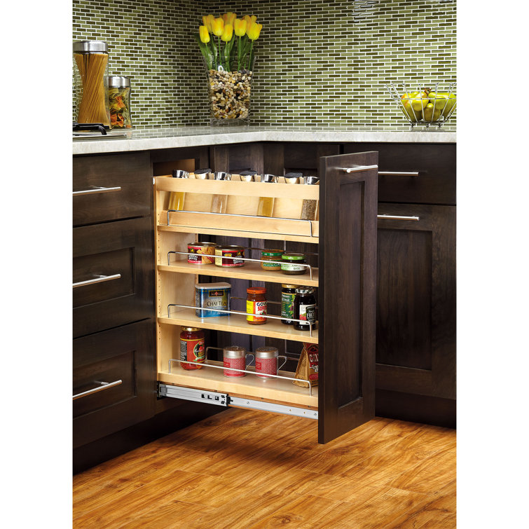 Rev-A-Shelf Pullout Kitchen Cabinet Organizer Spice Rack, Maple