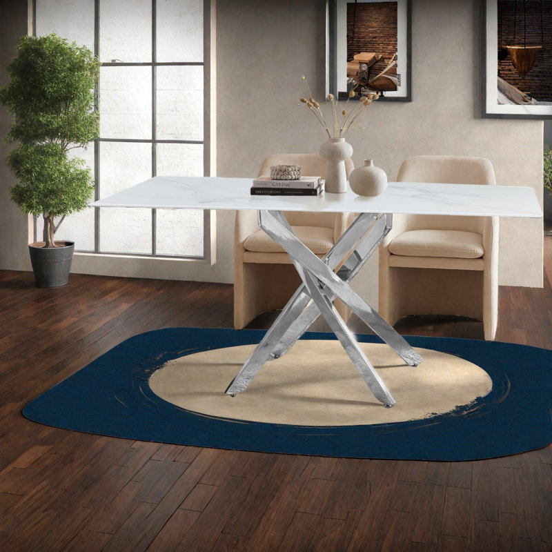 Table de salle à manger moderne et peu encombrante, conception en métal de verre pour la maison