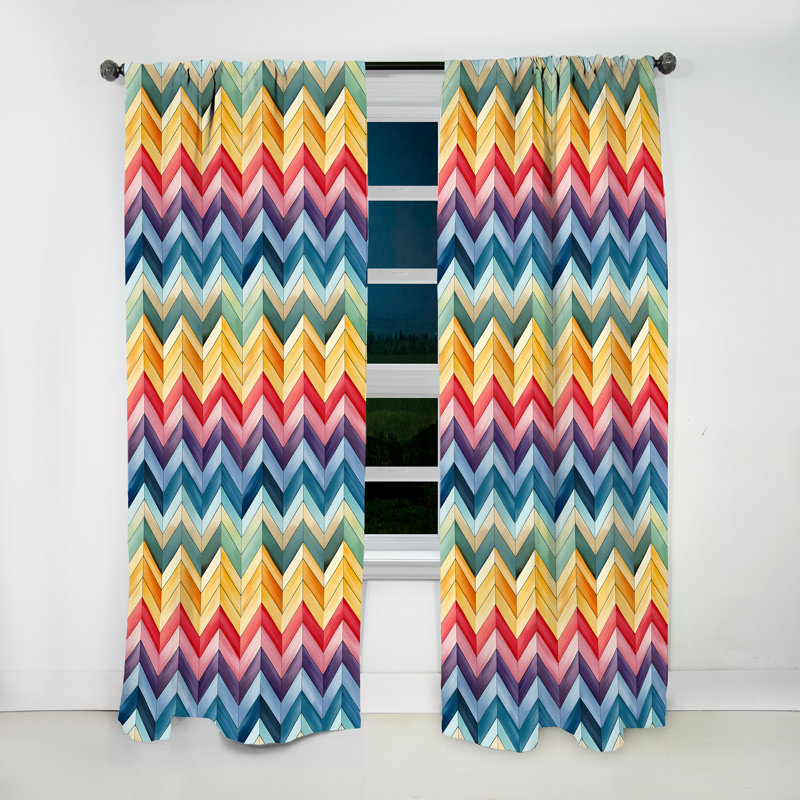 Watercolor Caprice - Motif à chevrons multicolore II - Rideau obscurcissant à chevrons - 1 panneau, L 52 po x L 95 po