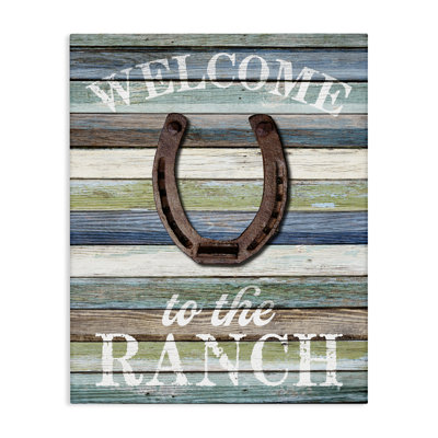 «Welcome Ranch with Horseshoe», art mural sur toile par Susan Arnot