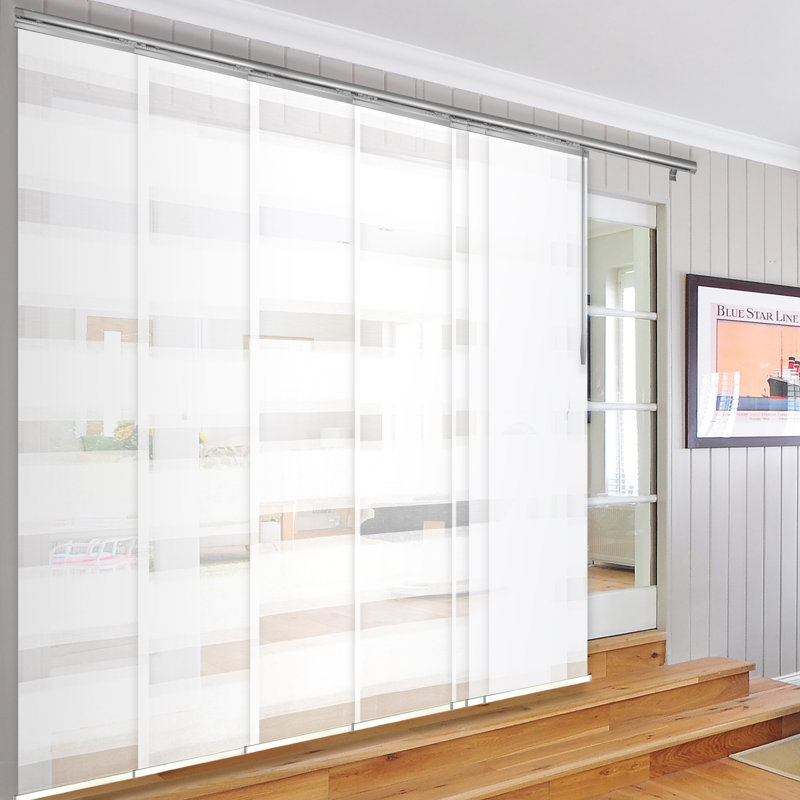 Rail extensible simple 7 panneaux Macadamia, largeur de panneau 23,5 po, L 153 po x L 94 po, Nickel satiné