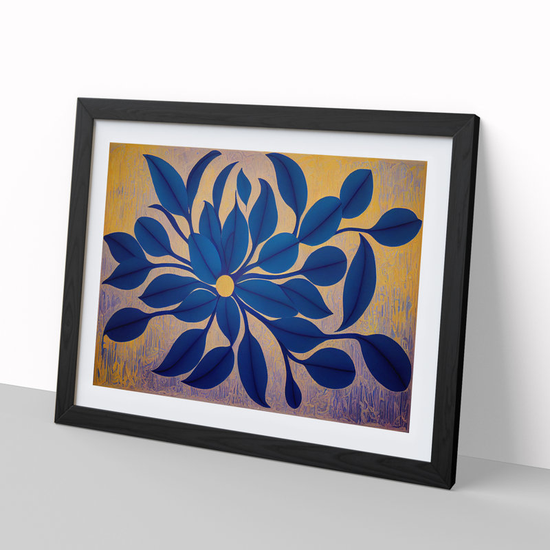 Contemporary Flower - Single Picture Frame Print, 25cm H x 34cm W x 2cm D, Black