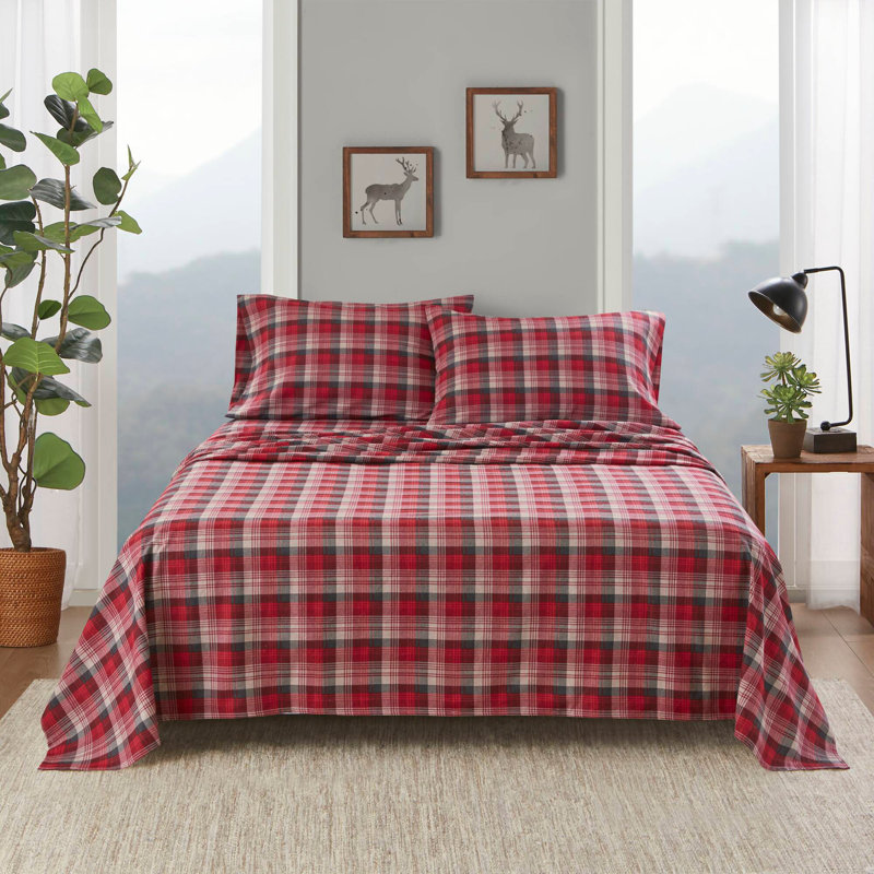 4 PCS Sheet Set Plaid, Twin Sheet Set