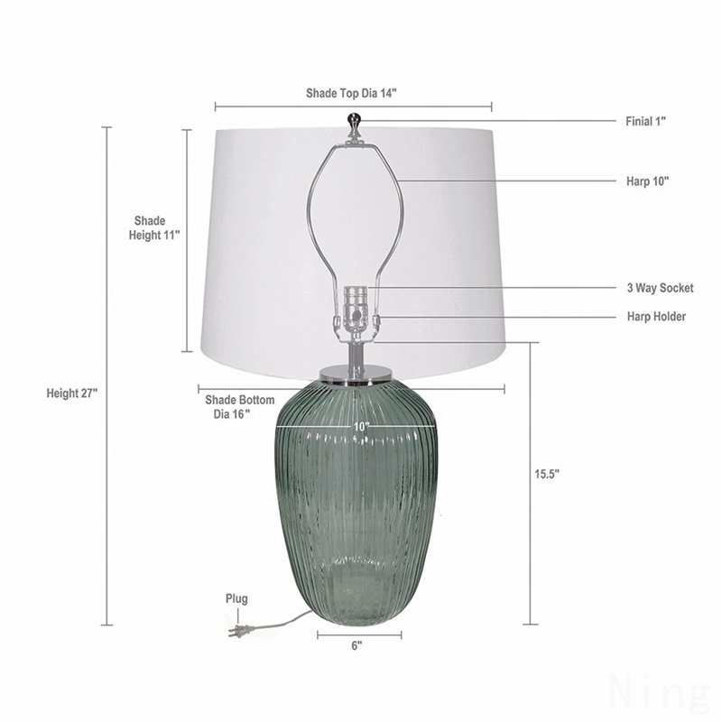 D16x27" Glass Table Lamp