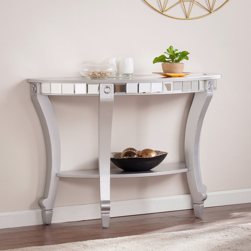 Console à miroir en demi-lune