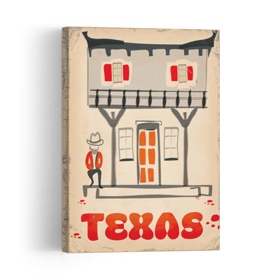 Old West Texas Saloon Retro Rustic Vintage Architecture Wall Art Print 1 Piece Wrapped Canvas Wall Art