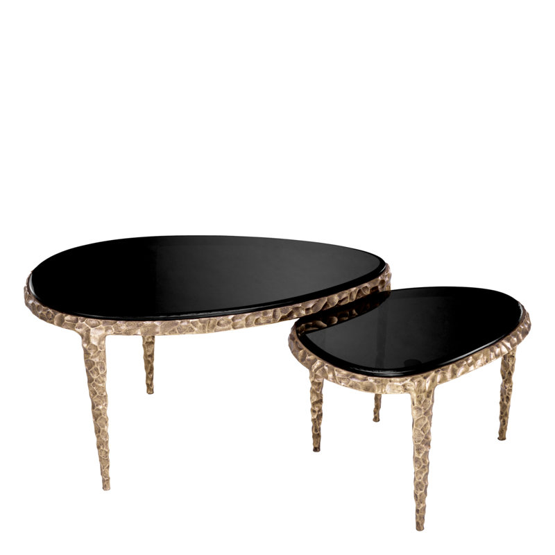 Side Table Livana Vintage Brass Finish - Stand Set Of 2
