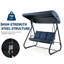 Fauteuil oscillant convertible 3 places avec auvent réglable, banc 2 en 1 et lit plat, coussins amovibles-1460619845