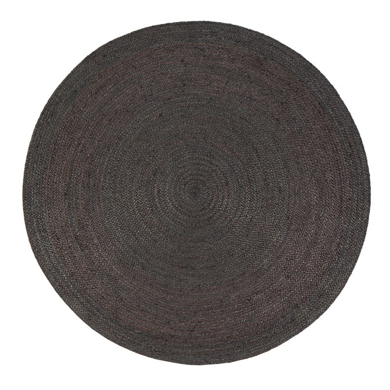 Tapis gris anthracite en jute / sisal tressé à la main Gage, Rond 6 pi