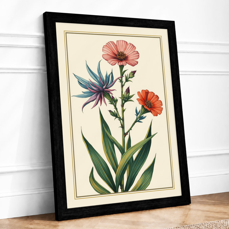 Three Carnations Botanical - Framed Print, A1 - 84.1 x 59.4 cm, Black