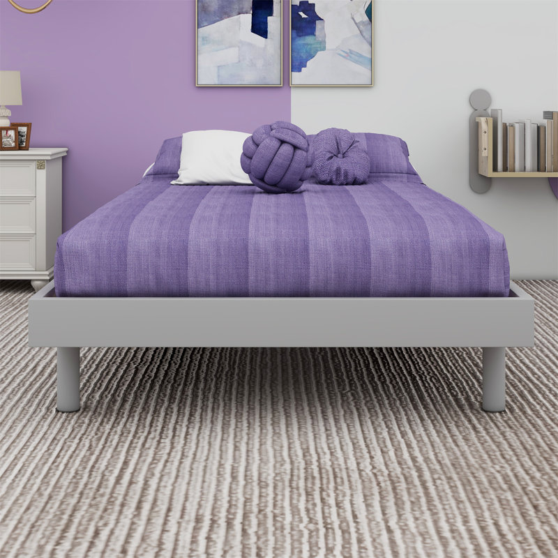Karline Wooden Floating Platform Bed Frame, Twin, Gray