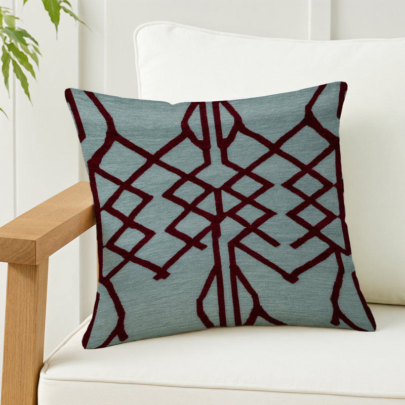 Coussin décoratif intérieur et extérieur beige Trellis, Treillis gris 352, Carré Carré 16 po