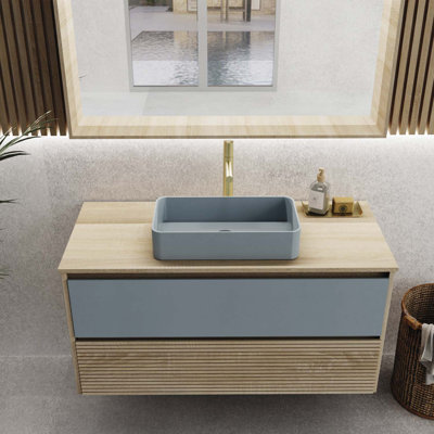 DAX Code Bathroom Vanity with Wood Top and Aeda Vessel