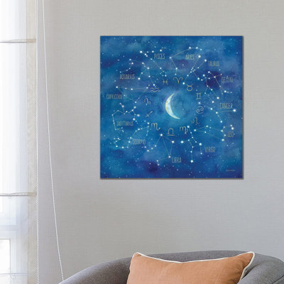 Star Sign With Moon Square by Cynthia Coulter - Wrapped Canvas Print