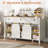 59" Farmhouse Buffet Cabinet with Sliding Barn Door, Rustic Sideboard with 3 Drawer & Removable Wine Rack, White-2016223018-2016223012
