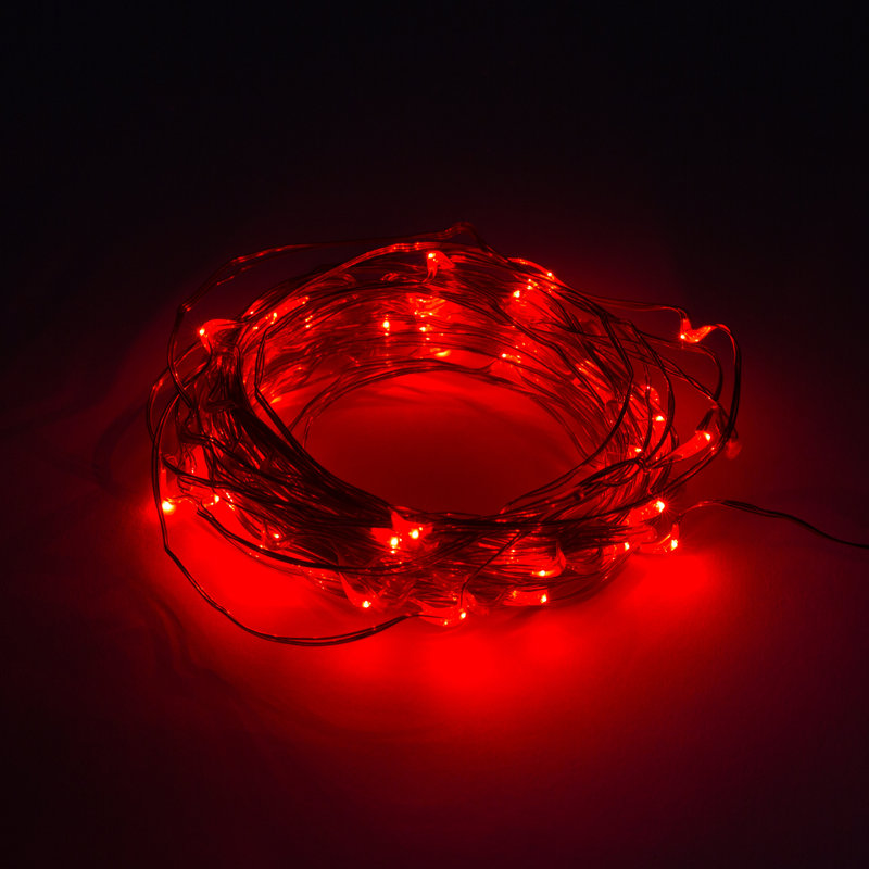 Stoller Outdoor 50 - Bulb 16'' Battery Powered LED Fairy String Light, Red
