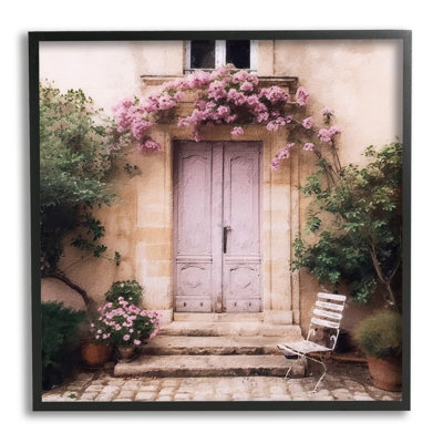 Motif floral de portes françaises encadrées sur bois par Riley B