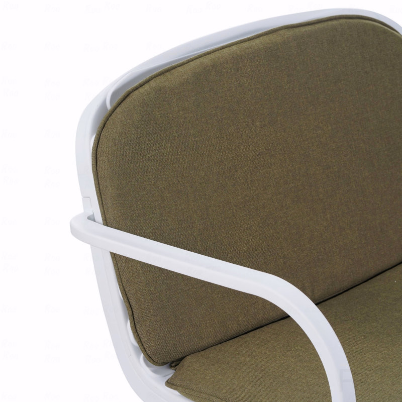 Ensemble de 2 fauteuils club d'extérieur, structure en PP blanc avec coussin vert