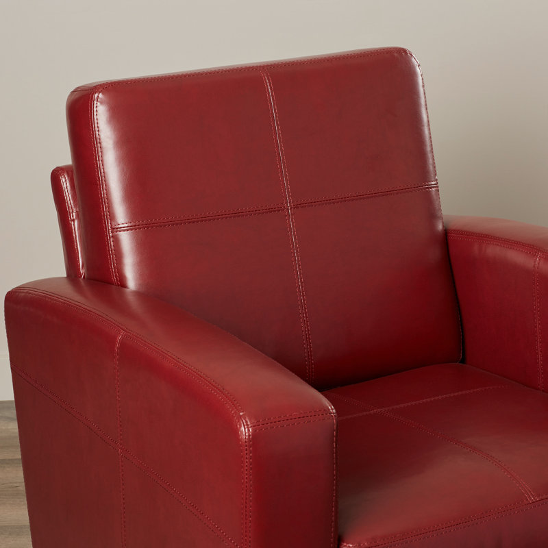 Pippen Faux Leather Armchair, Cherry Faux Leather