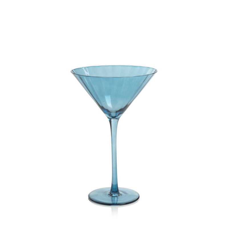 Azure Blue Glass Martini Cocktail Set, Dishwasher Safe