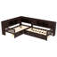 Lit plateforme en bois massif avec tiroirs et tablettes de rangement-930877844