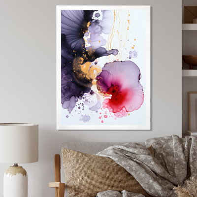 Reproduction d'art sur toile délicate fluidité magenta et or I - abstrait