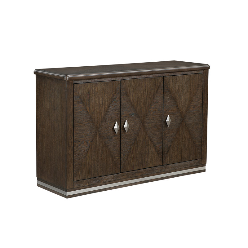 Desserte fonctionnelle moderne brune avec 3 armoires et tablette réglable - mobilier de salle à manger en bois à base métallique durable