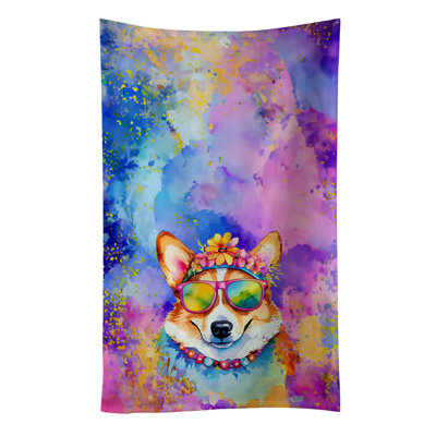 Serviette de cuisine Corgi Hippie Dawg