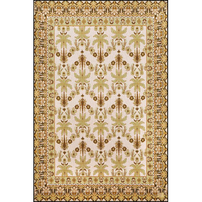 Yellow Palm Tree and Floral Pattern Modern Decorative Washable Rug