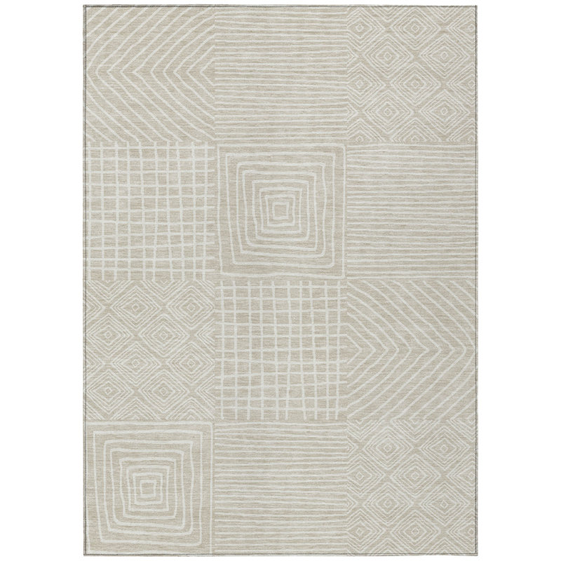 Tapis intérieur / extérieur beige Junia , 10 pi x 14 pi