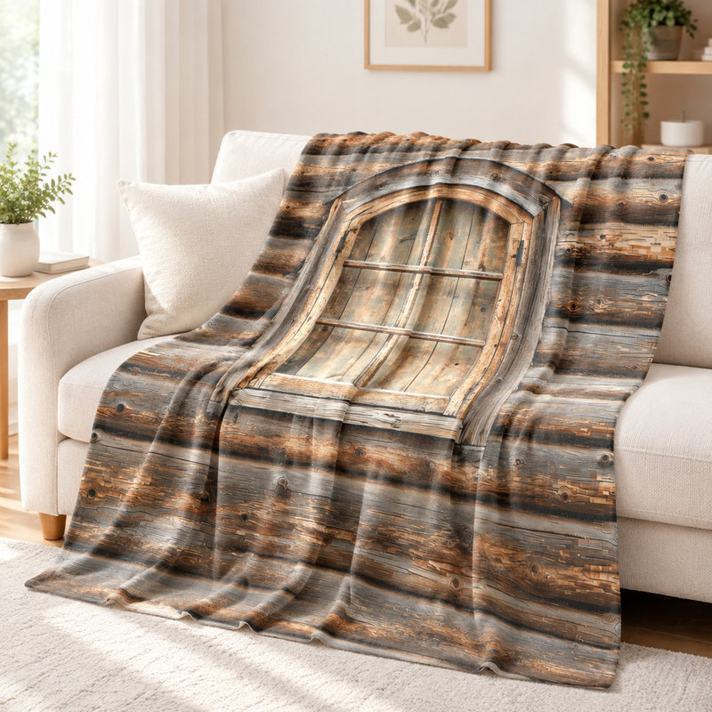 Jeté en flanelle rustique en bois rustique, L 80 po x l 60 po