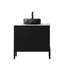 Meuble-lavabo autoportant de 24 po avec lavabo rond en verre noir transparent, 2 portes, comptoir en pierre frittée blanche, système de fermeture en douceur pour une utilisation à long terme 24