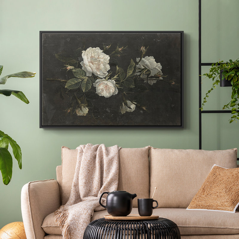 Botanique rétro - XXI, H 17 po x l 25 po x P 2 po, Toile avec cadre flottant noir