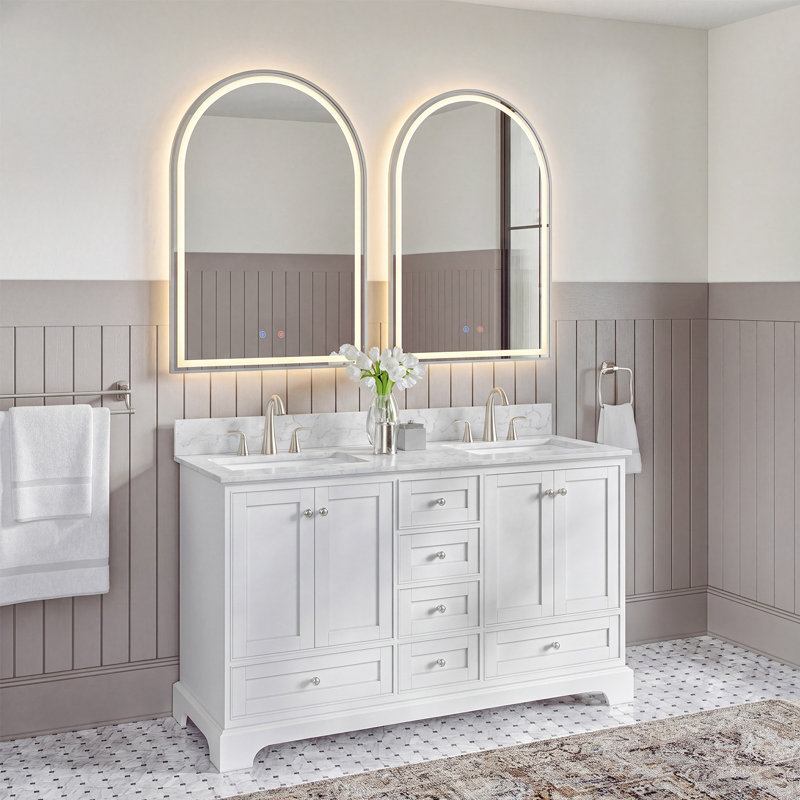 Miroir mural Mauel, 35.4" H x 23.6" W x 1.9" D, Glace craquelée argentée