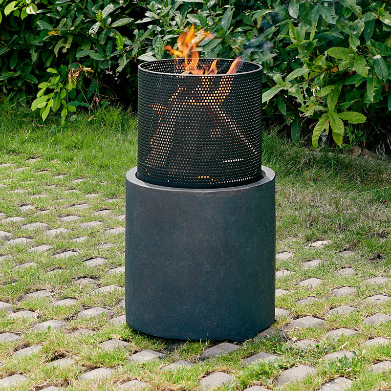 Sheridan Round Iron Wood Burning Smokeless Fire Pit, 21.62" H x 12.63" W x 12.63" D