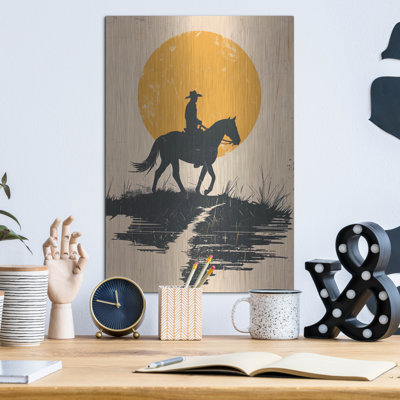 Art mural en métal «Cowboy In The Sunset» par Andreas Magnusson