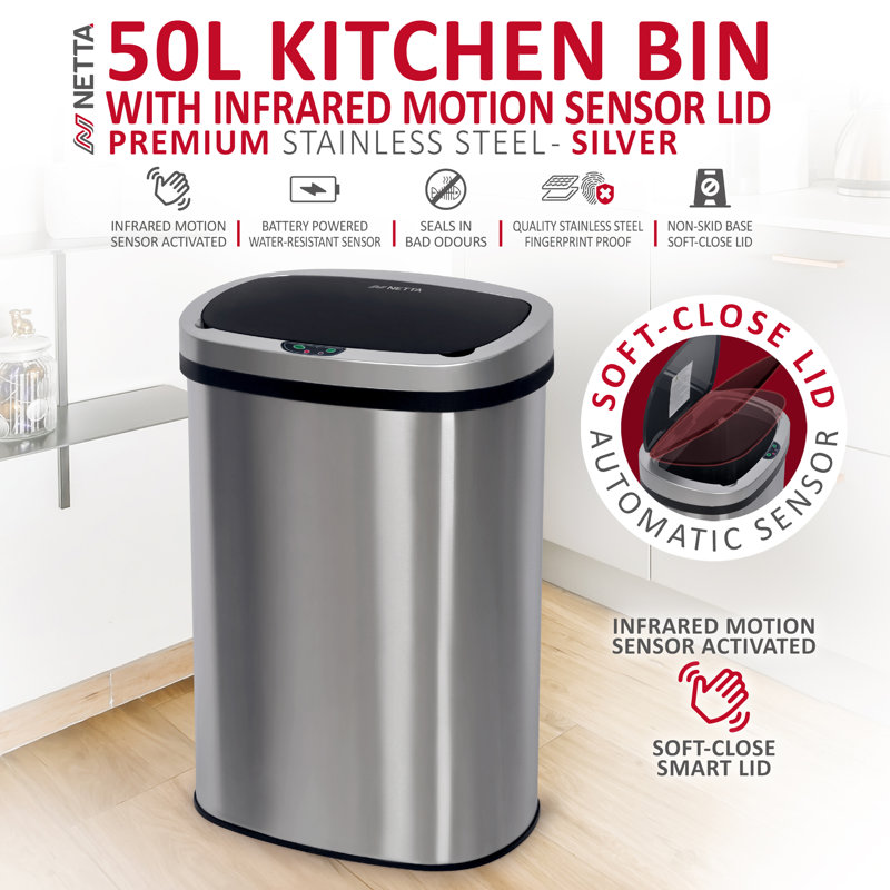 Stainless Steel Motion Sensor Kitchen Trash Can - 50L