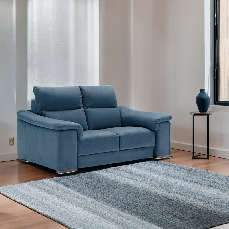 Causeuse en microfibre bleu foncé Caley
