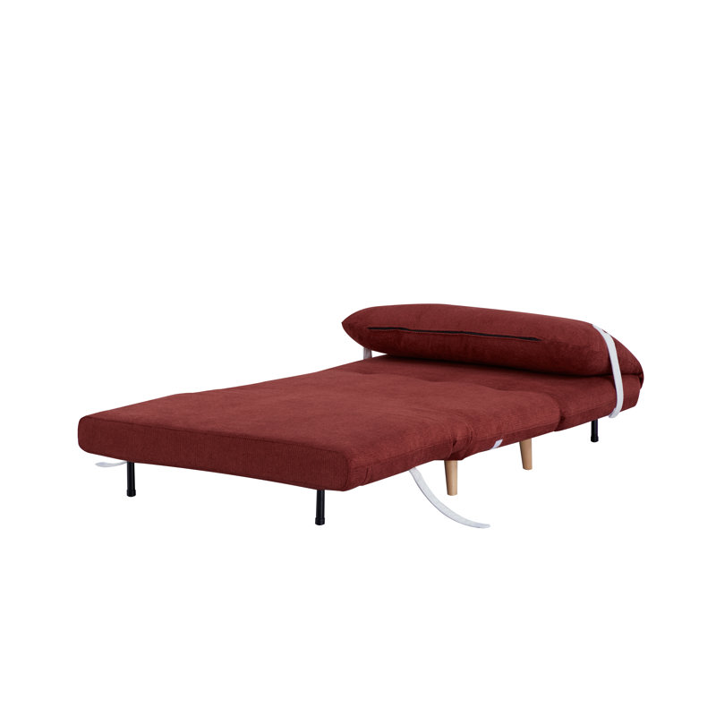 Fauteuil convertible de 40 po de largeur avec structure en bois de pin - réglable à 3 positions, Rouge